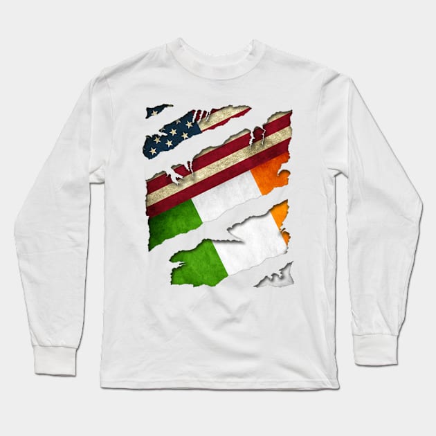 State Patty's Day Shirt - American Flag Irish Flag Long Sleeve T-Shirt by sheepmerch